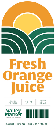 "Fresh Orange Juice" Water-proof Label