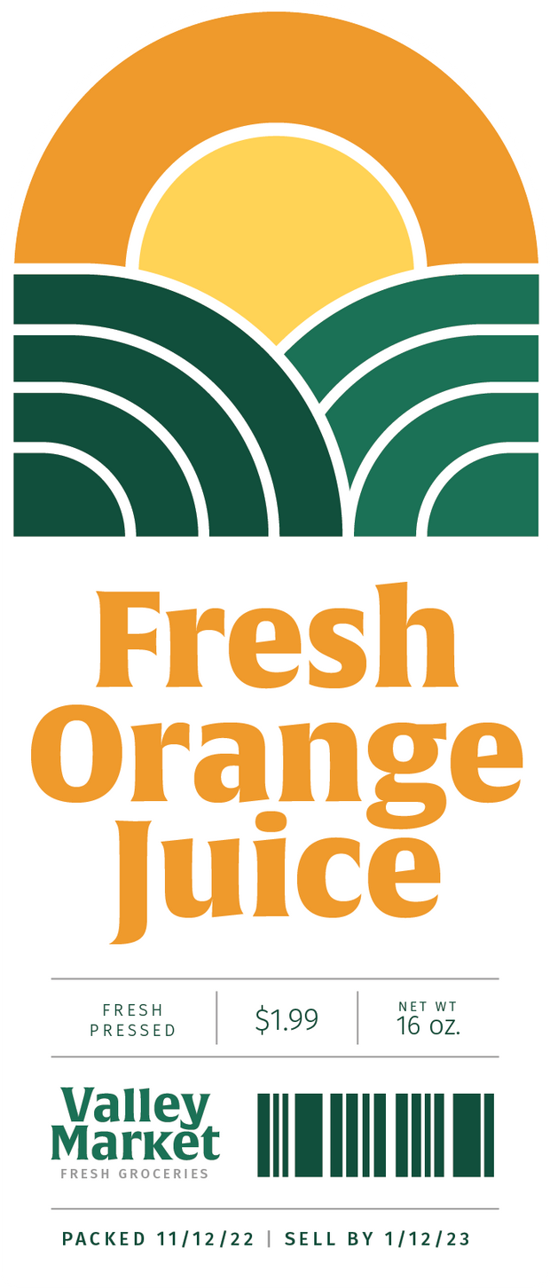 "Fresh Orange Juice" Water-proof Label